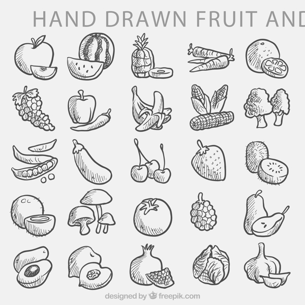 手绘水果和蔬菜图片