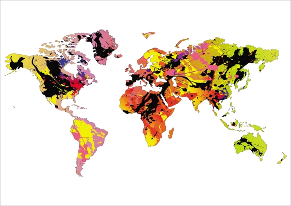 五彩缤纷的世界地图矢量素材
