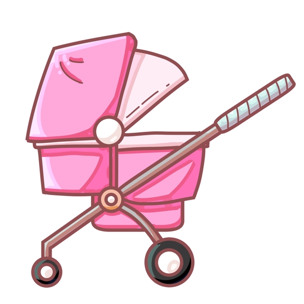 粉色的卡通婴儿车