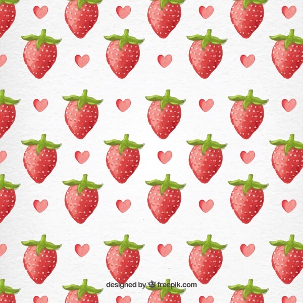 情人节水彩草莓图案