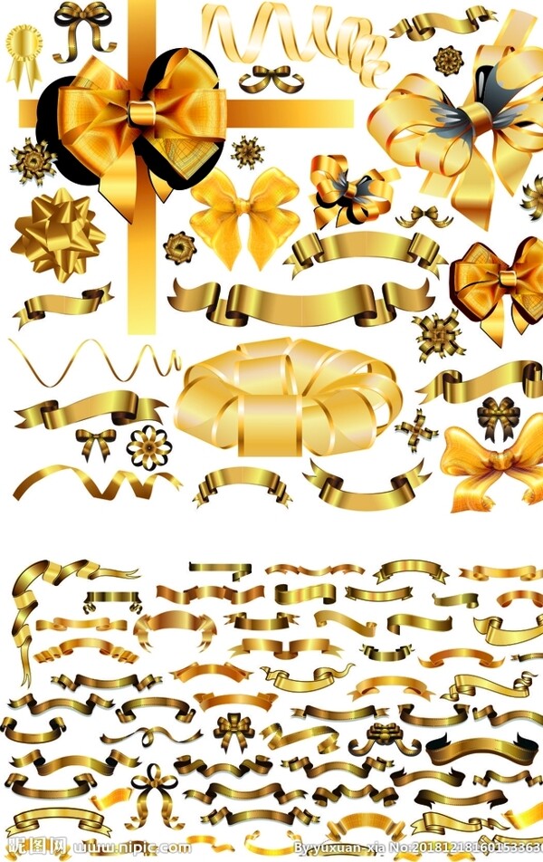 金色横幅缎带蝴蝶结