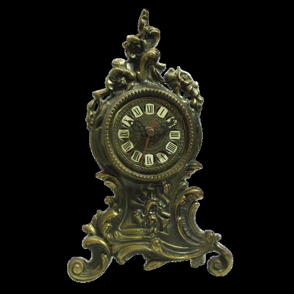 古铜色欧式钟表png元素