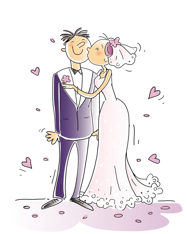 5个甜蜜的矢量动画婚礼的插图
