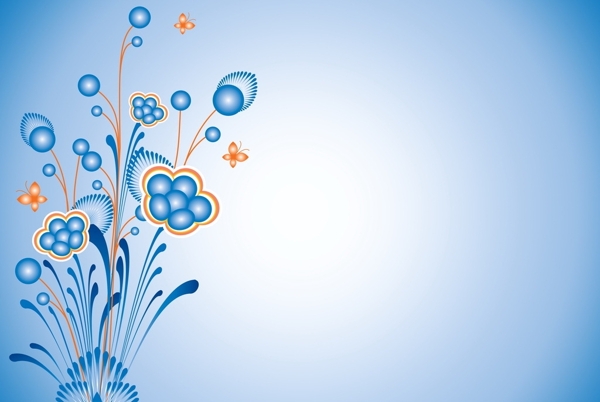 蓝色淡雅花卉背景图片