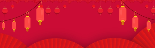 红年货节中国风新年节日banner背景