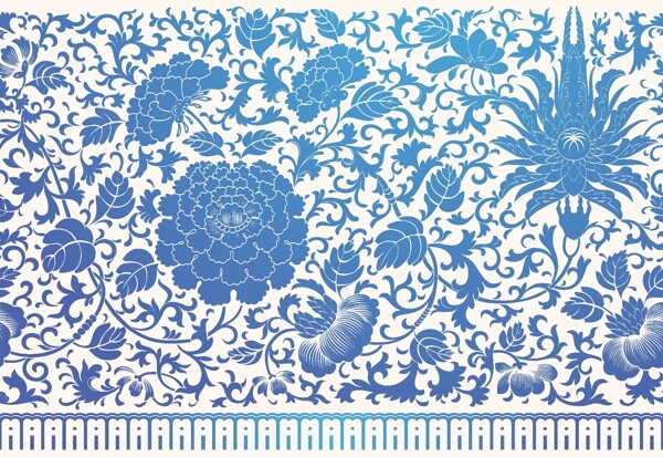 中国风背景蓝色花纹底纹