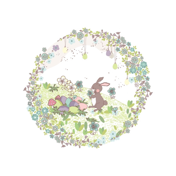 复活节兔子花卉图案图片