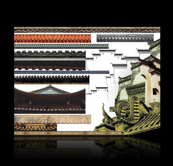 中国传统建筑屋檐素材琉璃瓦图片