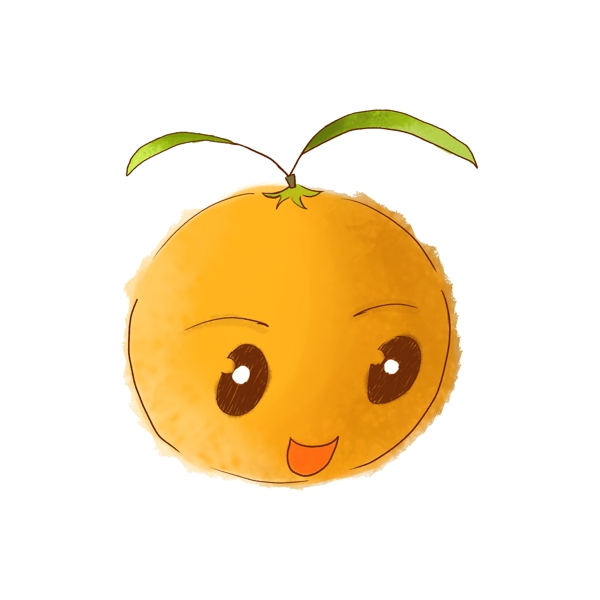 水果笑脸橙子橘子黄色水彩