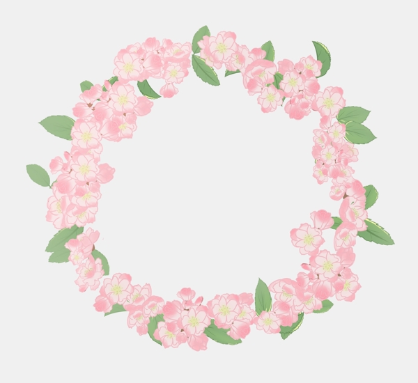粉色的樱花花环插画