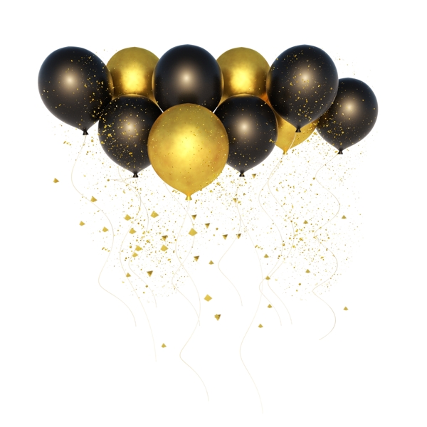 黑金风格漂浮气球C4D立体海报装饰