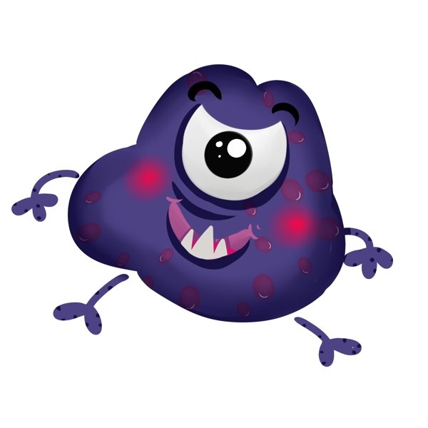 紫色卡通细菌png素材