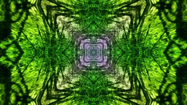 绿色抽象花纹万花筒视频