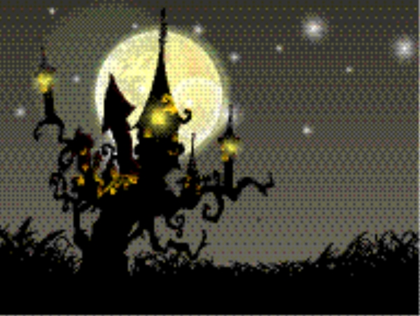 万圣节的月圆之夜的背景与闹鬼的房子和树木死亡的EPS10