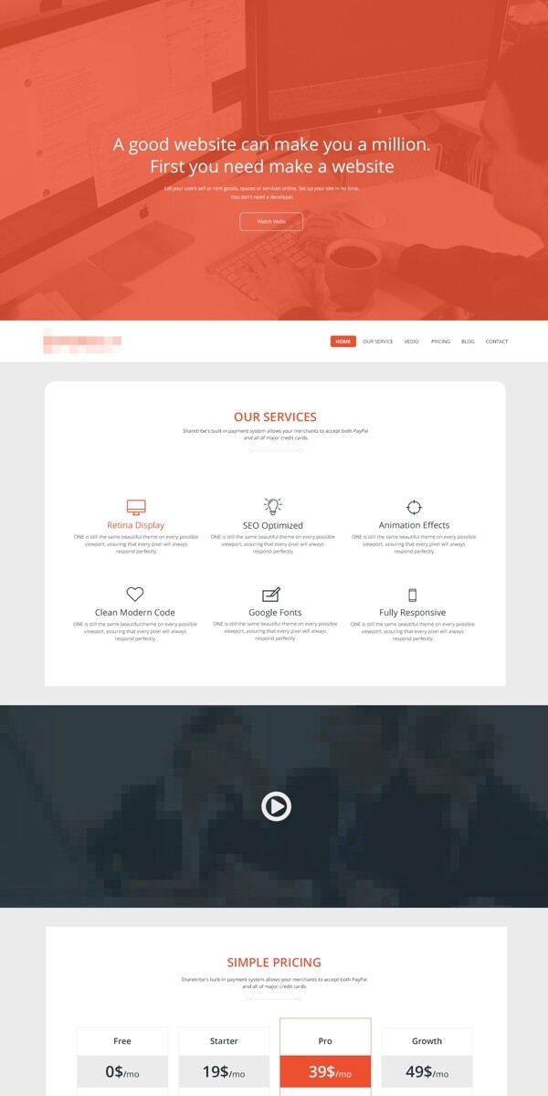 橙色企业科技电子商务个人网站模板设计