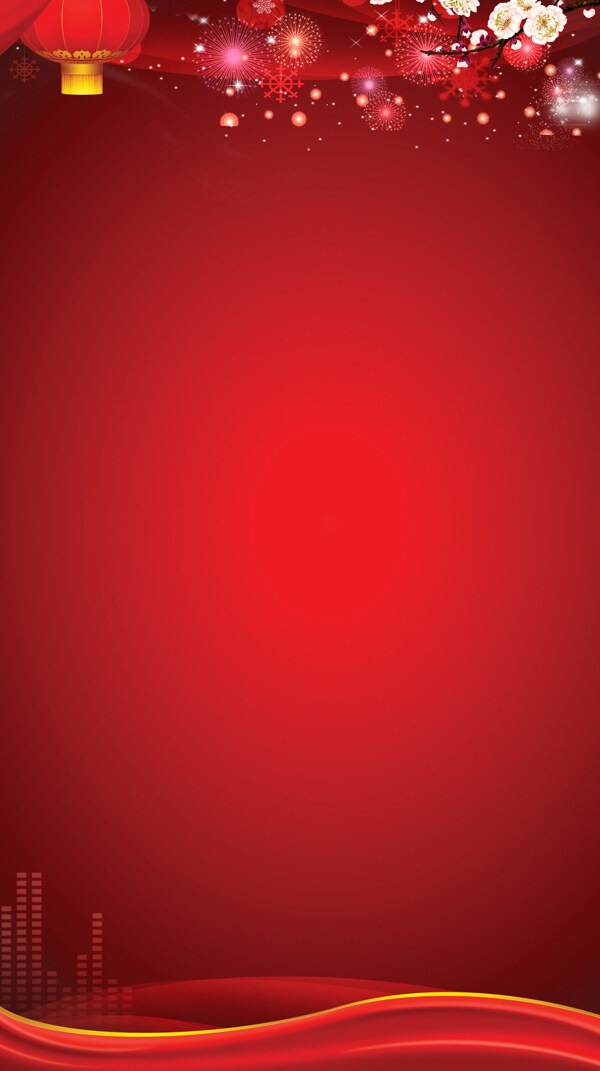 红色灯笼烟花海报H5背景素材