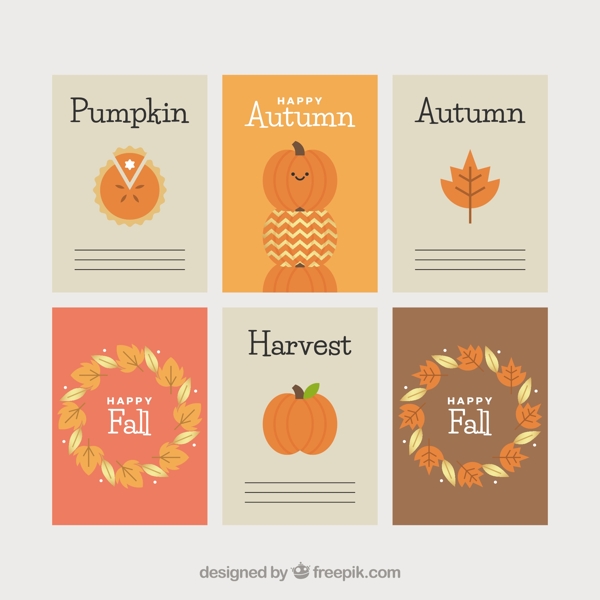 可爱的秋季卡片收藏