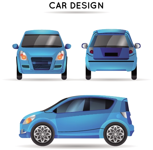 蓝色卡通小轿车设计
