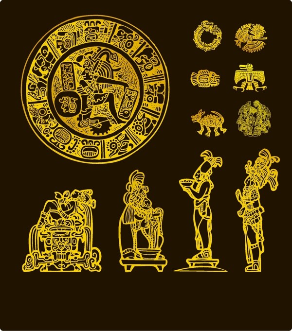 玛雅古代图案矢量图片