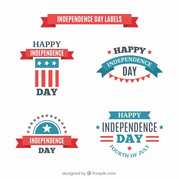 蓝色细节美国独立日标签