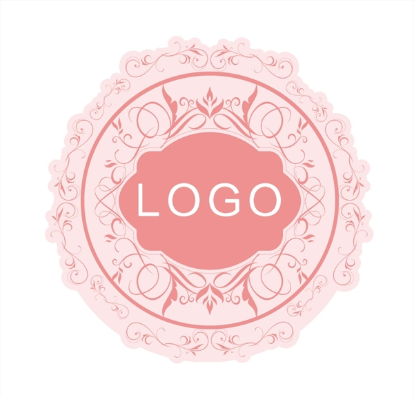 婚礼粉色花纹logo