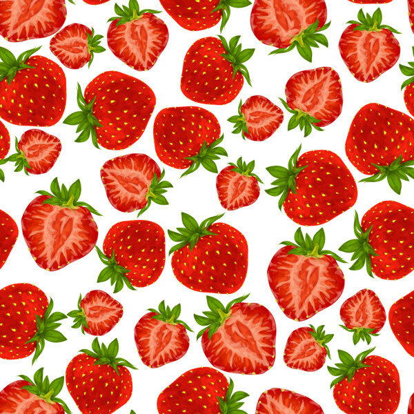 红色草莓无缝背景矢量素材