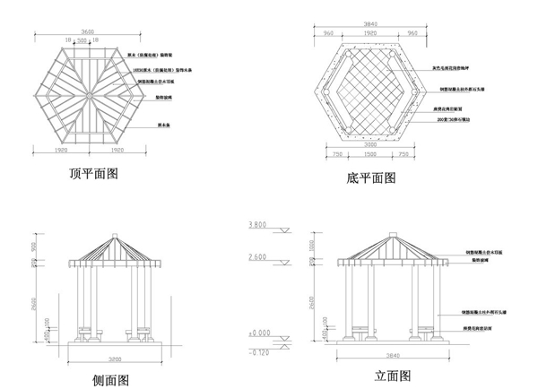 CAD施工图素材亭子图片