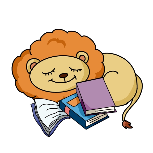 书本和睡觉的小狮子