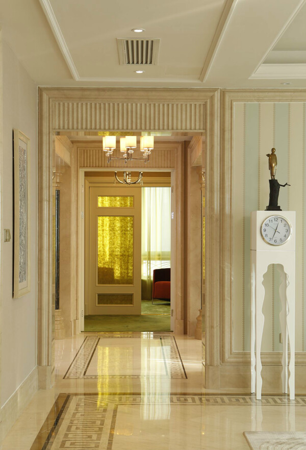 欧式时尚风格走廊瓷砖地板室内装修效果图