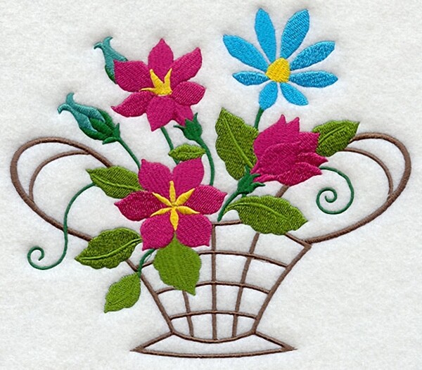 绣花植物花卉花篮色彩免费素材