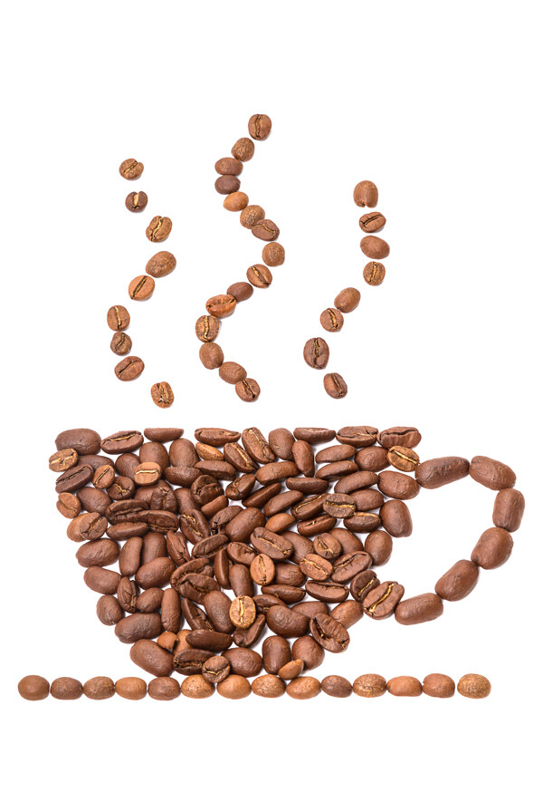 咖啡豆组成的咖啡杯