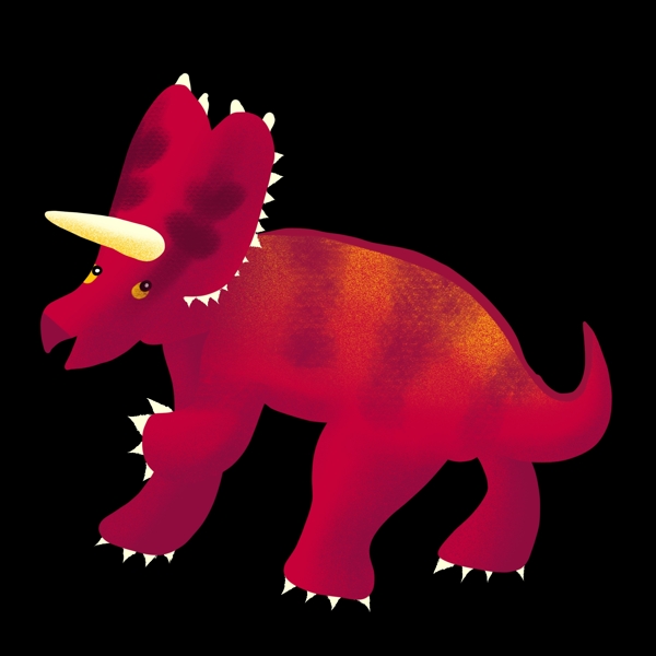 长犄角的红色恐龙
