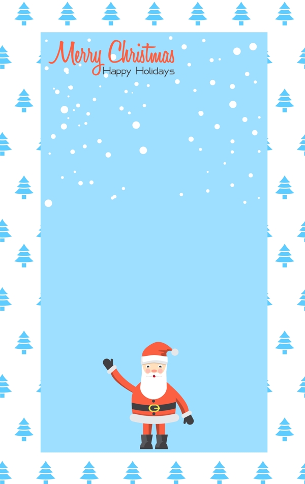 圣诞老人下雪蓝色海报背景