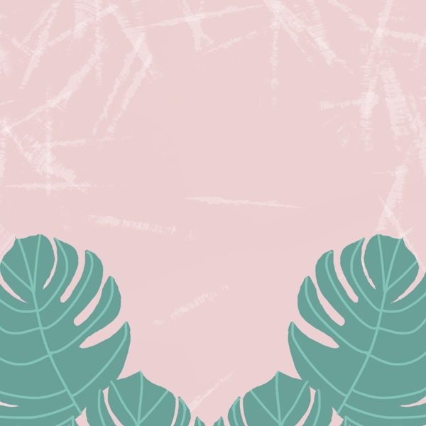 绿色大叶子粉色花纹背景
