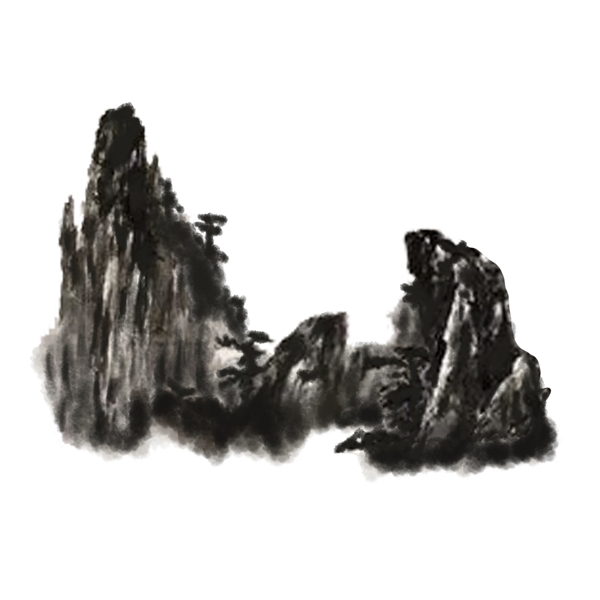 手绘中国风山水风景水墨画PNG素材