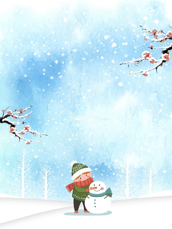 彩绘冬季雪人背景设计