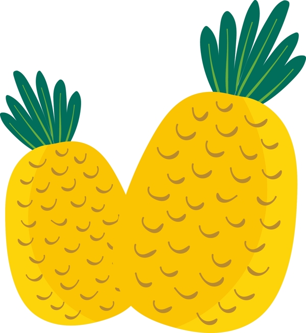 水果菠萝凤梨黄色矢量元素