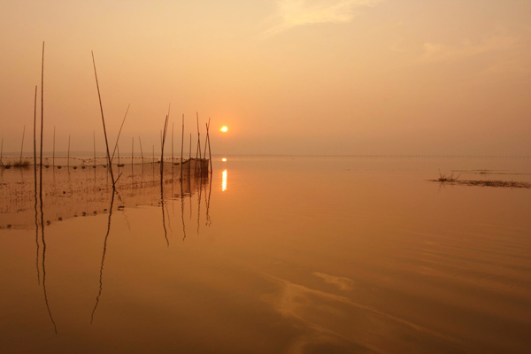 太湖日落图片