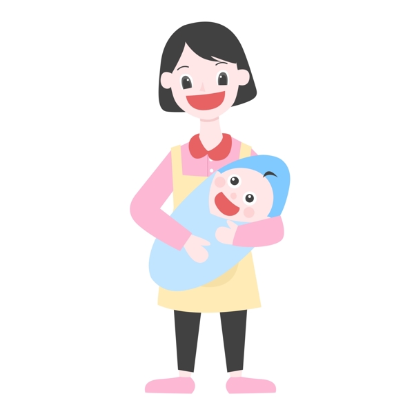 妈妈抱着婴儿插画