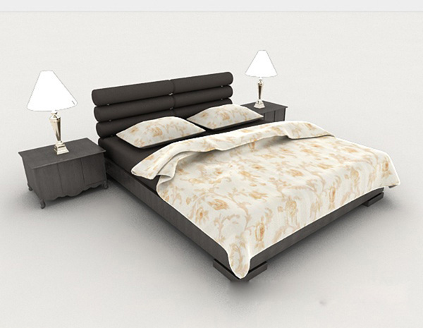 现代家居简单双人床3d模型下载