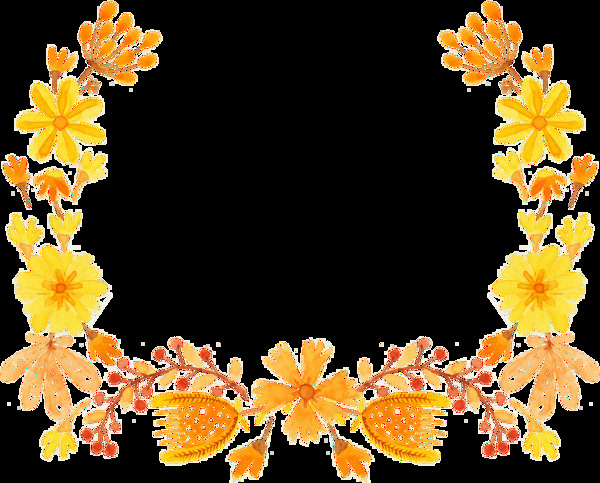 秋日弧形花环卡通透明素材