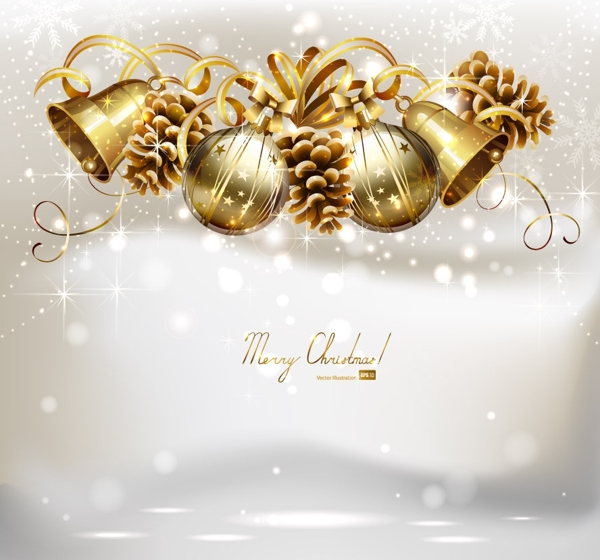 金色圣诞球铃铛圣诞背景图片