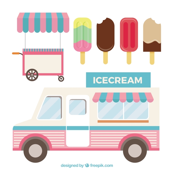 复古冰淇淋卡车图片