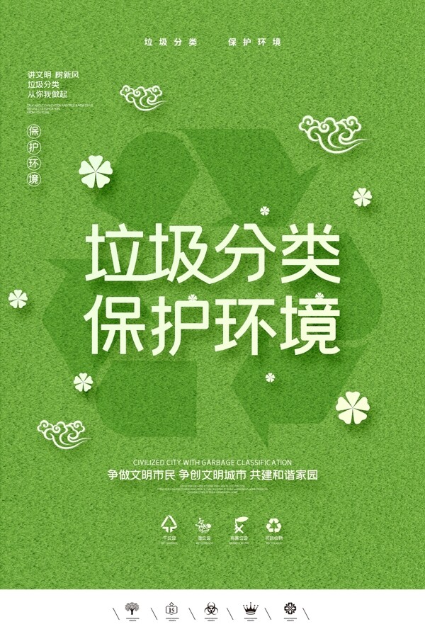 绿色垃圾分类保护环境天空回收图片