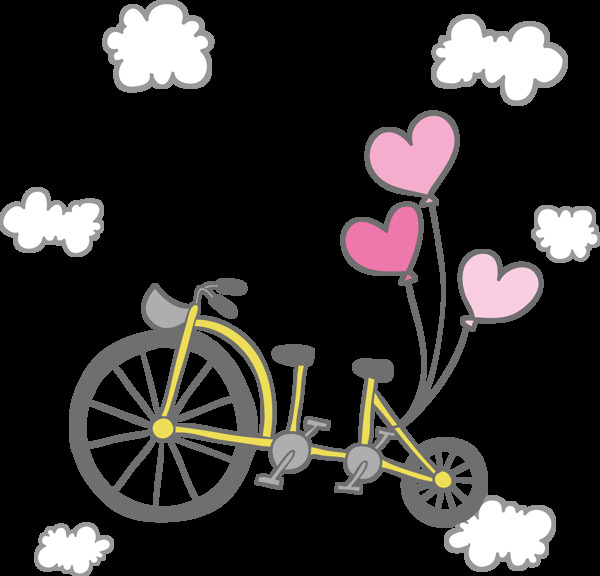 爱情双人自行车插画免抠png透明图层素材