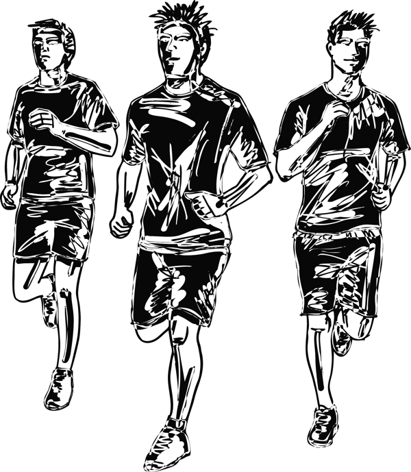 男子马拉松运动员矢量插画草图