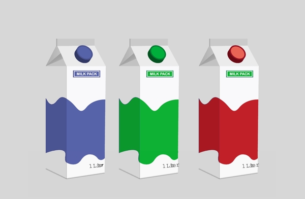 不同色彩牛奶纸盒面膜图标矢量
