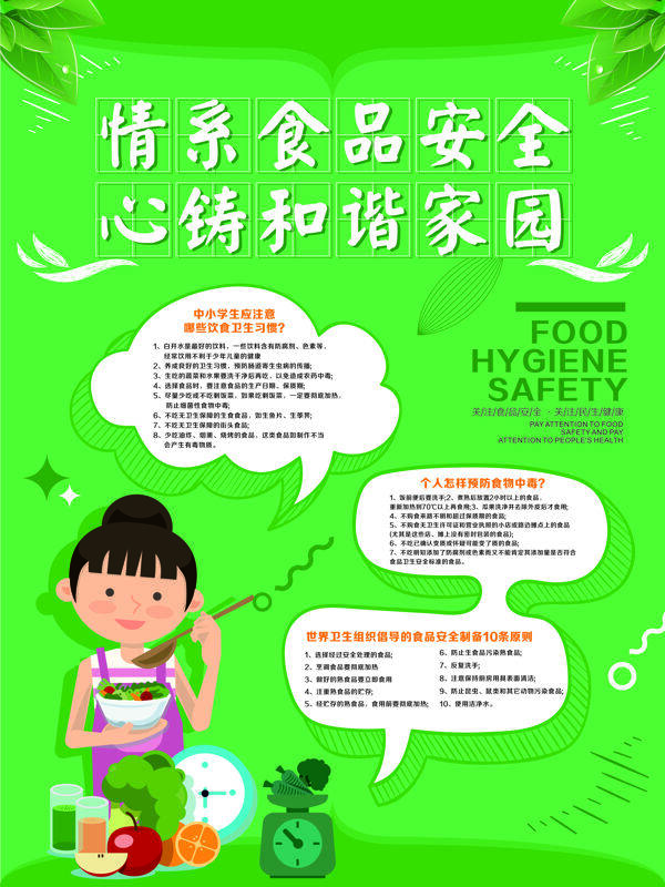 绿色食品安全公益展板海报清新背景