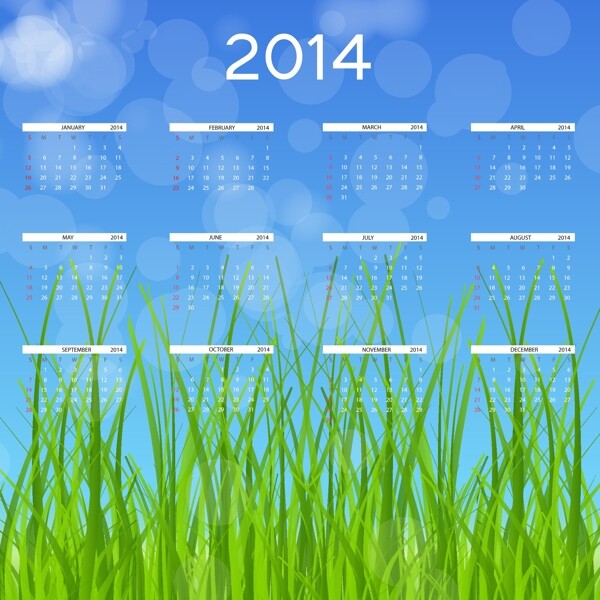 2014新年日历设计矢量图03