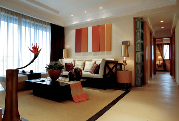 现代时尚木板装饰客厅室内装修效果图